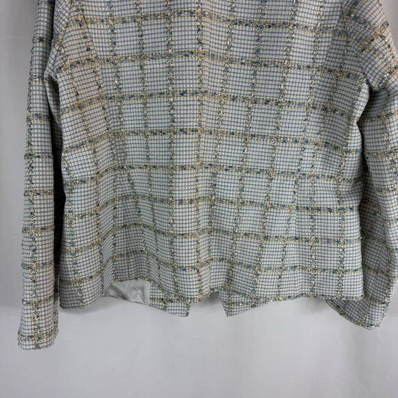 Rachel Zoe tweed blazer size: XL white and blue color With Gold Button - Picture 11 of 13